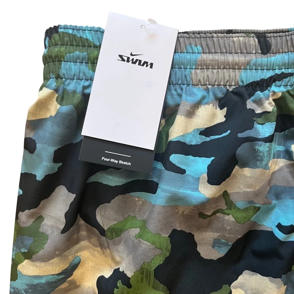Nike Mens‎ Camo 5 Inch Volley Shorts Blue Green Swim Trunks NESSE548-001 XXL